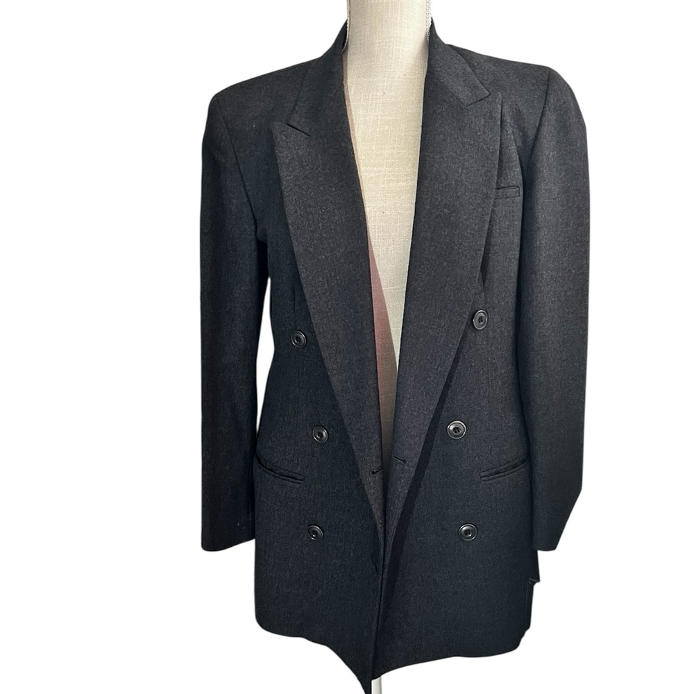 Augustus Classic Vintage dark gray Double-Breasted wool Blazer